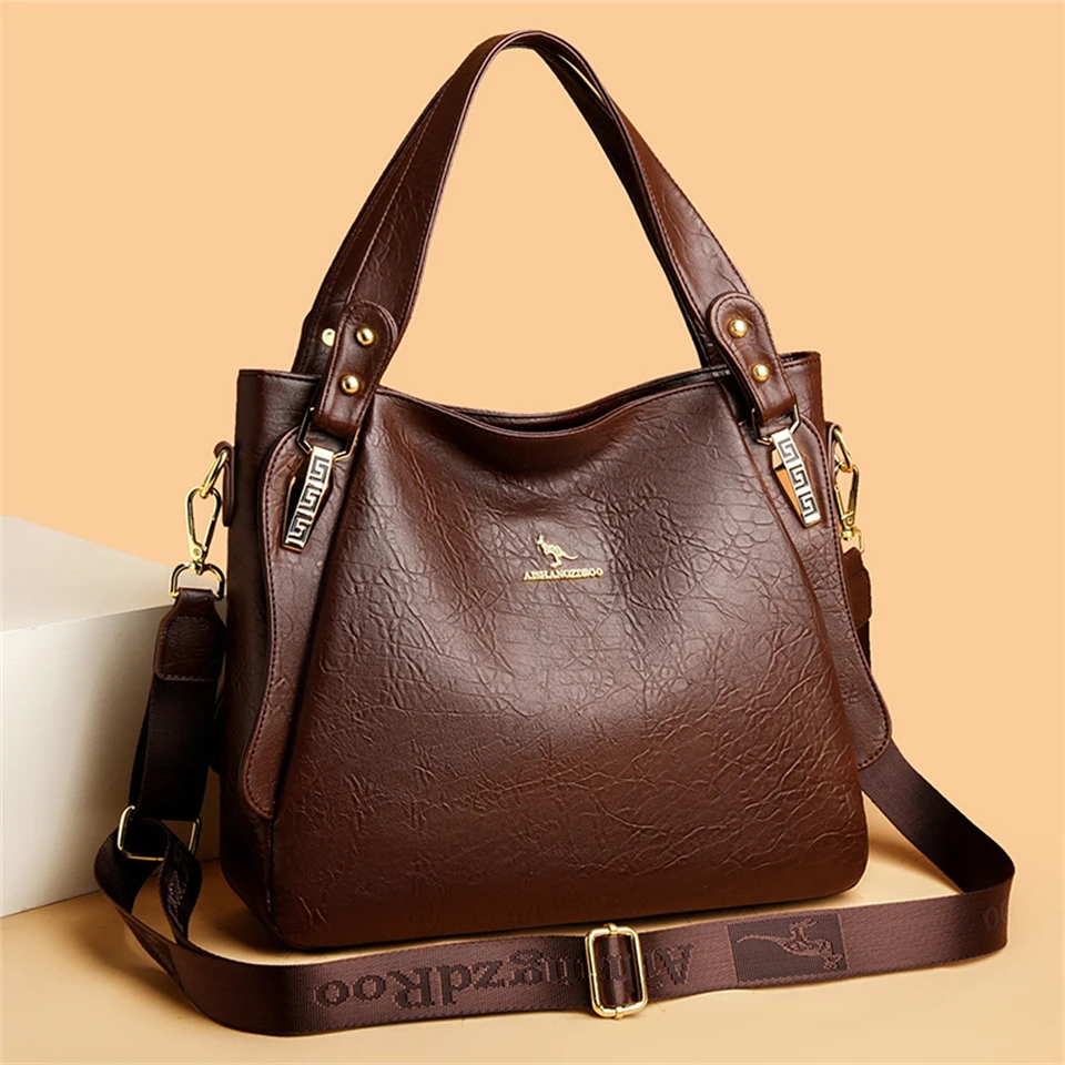 Luxury Bags Without Logo - Genuine Brand Soft Leather Top-handle Bags