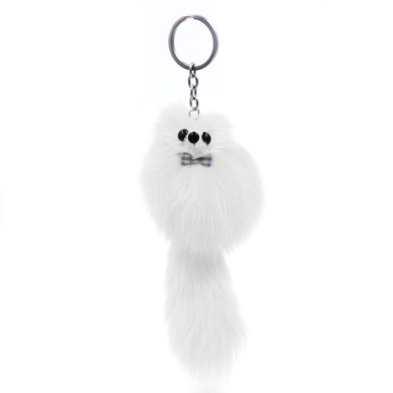 Luxury Bags White - 17CM Fluffy Natural Fox Fur Key
