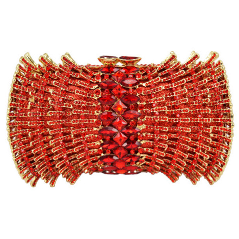 Luxury Bags White - Red Rhinestone Formal Evening Clutch Bag