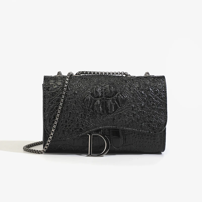 Luxury Bags Without Logo - Fashion Ladies Croc Pattern Sequined Chain