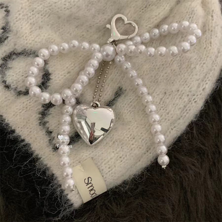 Luxury Bags White - ZAKOL White Bowknot Heart Keychain Women