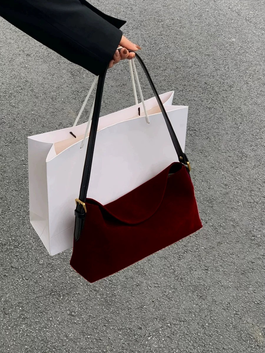 Fashion Red Suede One Shoulder - огляд і ціна Luxury Bags Sale